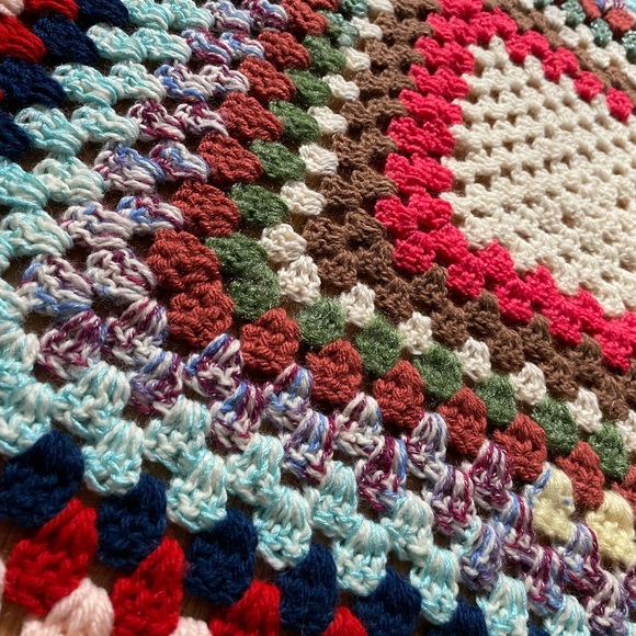 NWOT Lap Blanket, Hand Crocheted in Beautiful Multi-Color Yarn, Soft, 40x40 - Picture 3 of 8